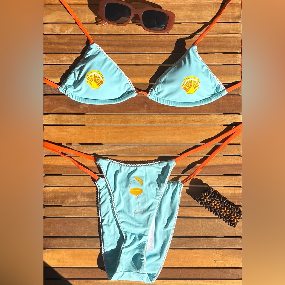 LARGE NWT Dippin' Daisy's Orange Blue String Swim Bikini BOTTOM ONLY - Picture 2 of 6